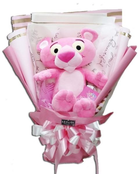 娃娃屋樂園~頑皮豹粉紅豹玩偶花束/畢業花束 每束1100元/花束商品/香皂花束/教師節花束