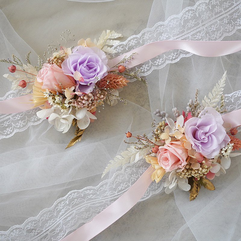 【竒植花物】甜美手腕花 永生手腕花 不凋花 永生花 乾燥花 伴娘