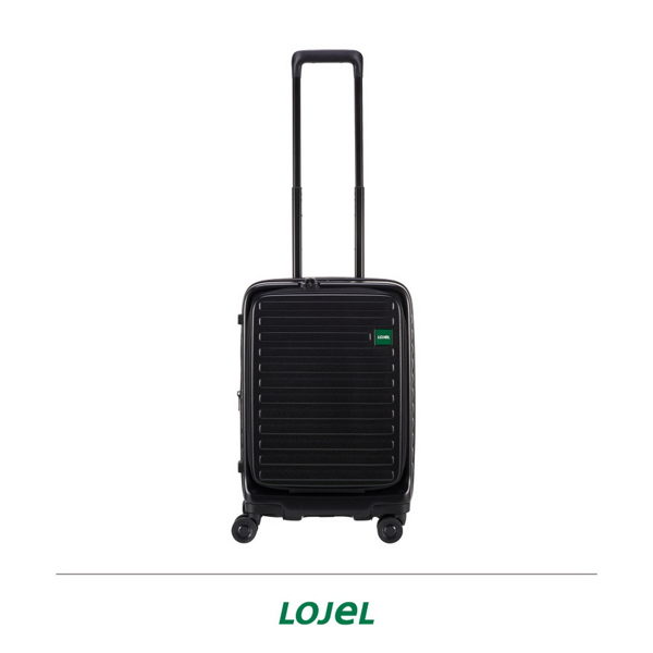 CROWN皇冠 LOJEL CUBO 前開式擴充箱 硬殼防盜拉鍊 行李箱/旅行箱20吋-酷黑色CF1627