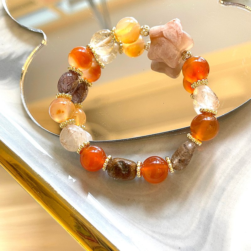 跳耀芭蕾水晶手鍊 櫻花瑪瑙 銅髮晶 貴人 招財 防小人 生日禮物
