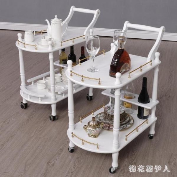 酒店送餐車小推車家用實木酒水車移動蛋糕車雙層美容車4S店茶水車PH3233【棉花糖伊人】