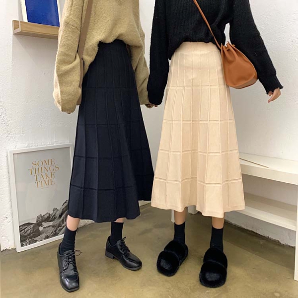 長裙 超長半身裙女秋冬加長款到腳踝針織A字高個子中長裙子冬季大擺裙 維多原創
