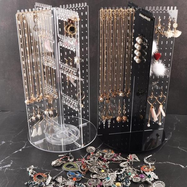 擺攤架耳環架子展示架女擺攤大容量放耳飾耳墜飾品項鍊旋轉首飾收納掛架可卡衣櫃