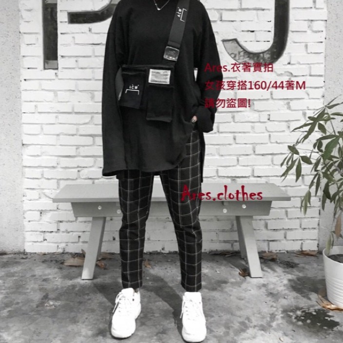 Ares.衣著 格紋超彈性九分褲 M/ L/XL/大尺碼 韓國製 現貨實拍 現貨供應