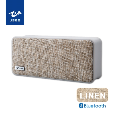 設計獨特的時尚亞麻布風格支持藍牙和aux 模式免提功能，內置麥克風，免持通話5Wx2超大雙聲道喇叭可連續播放5-6小時通過台灣行動電源BSMI認證