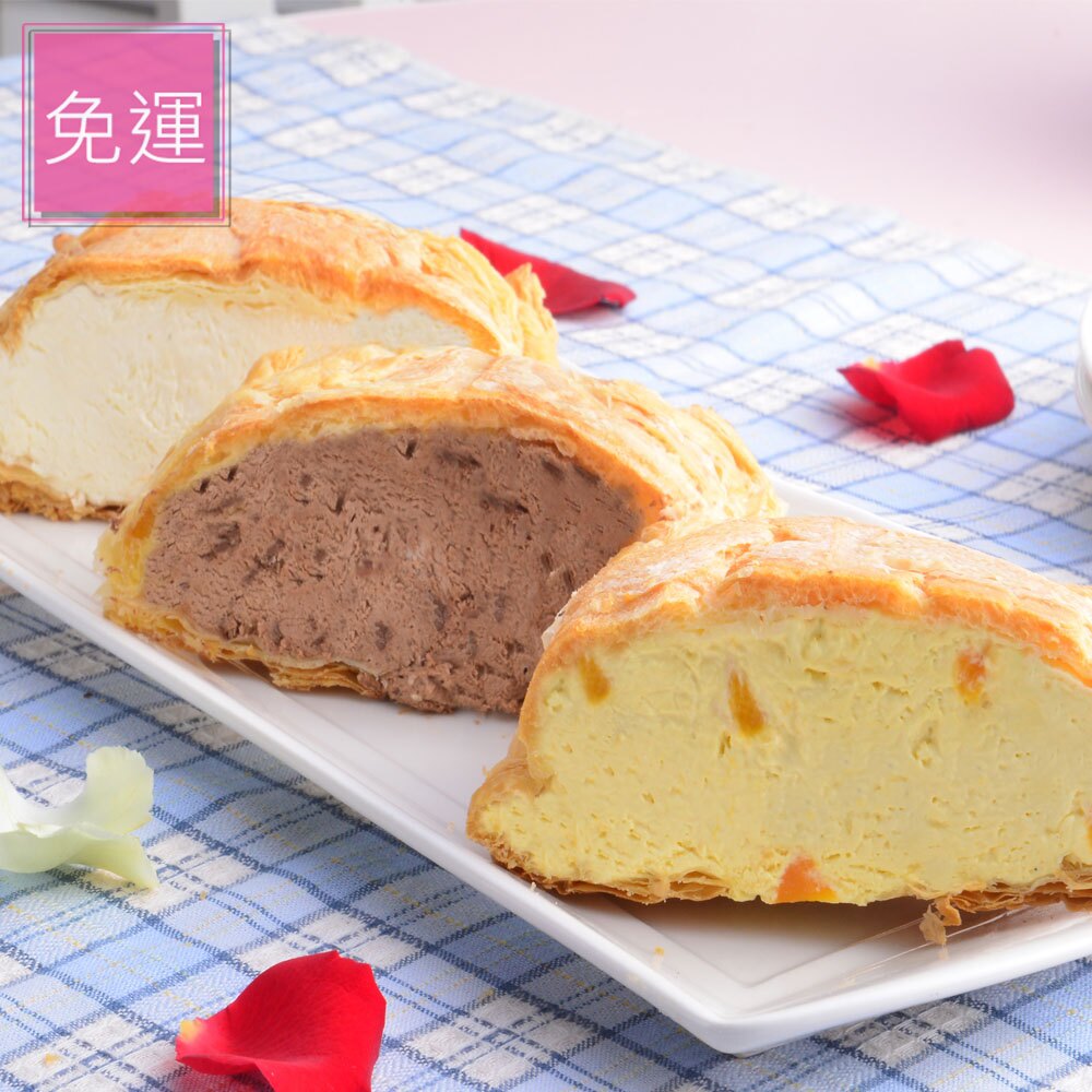 免運！艾波索【千層冰心泡芙3入x3盒共9入】榮獲新北市十大伴手禮！手掌大的酥脆泡芙滑順又清爽的卡士達內餡！就像冰淇淋口感，又不怕真的溶化！盛夏消暑首選