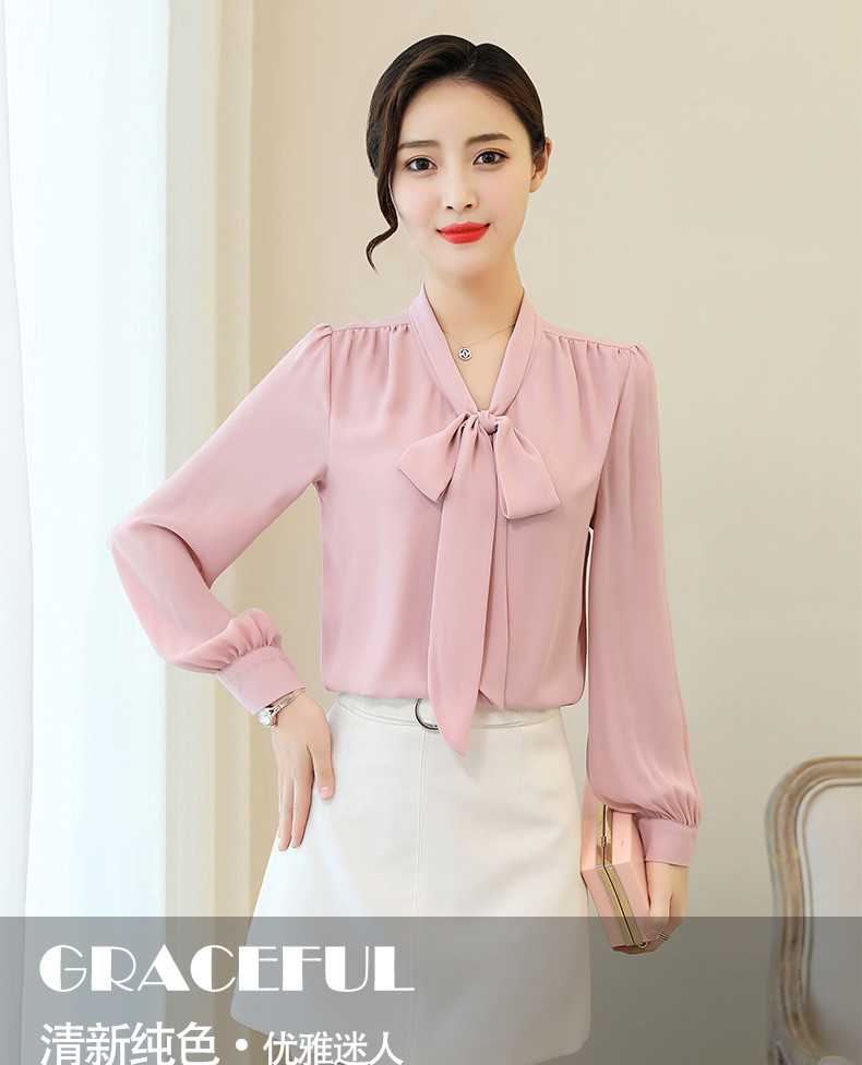 v領襯衫 2020春季新款雪紡襯衫女裝韓范蝴蝶結氣質上衣時尚顯瘦襯衣快速出貨