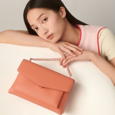 aziza CARLINE鍊帶手提斜背包 珊瑚紅