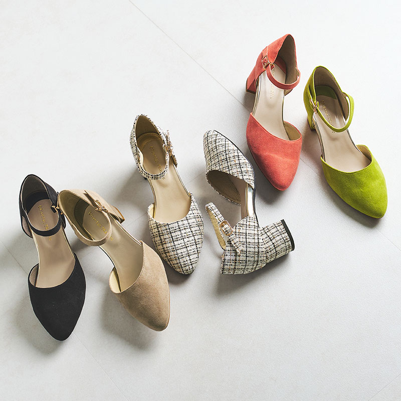 經典繞踝尖楦瑪麗珍中跟鞋 (35101)