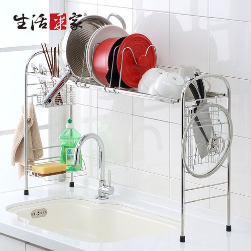 ◆碗盤鍋具刀叉匙筷都可放◆伸縮設計，可橫跨整個水槽◆表面不電鍍，不殘留重金屬◆不鏽鋼不會生鏽、經久耐用◆多種配件，料理工具全收納