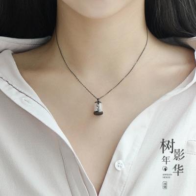 原創設計樹影年華項錬女吊墜純銀鎖骨錬女學生韓國簡約禮物