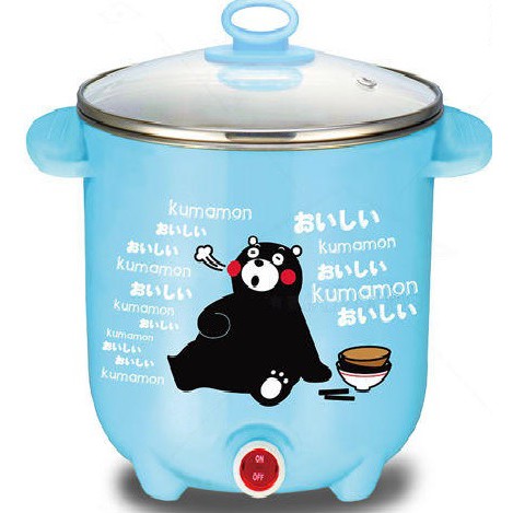 商品特色 ★日本熊本熊獨家限量聯名款 ★可煮水、煮泡麵、水餃、火鍋、蒸煮、麵食、湯品、煲粥 ★雙層防燙鍋身，304不鏽鋼內鍋設計 ★開口約16公分，內層高度約9.5公分 ★單鍵開關使用簡單 ★600W