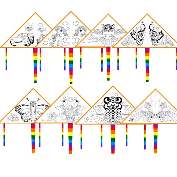 diy風箏兒童手工涂色繪畫教學制作材料包空白填色線稿送畫筆顏料