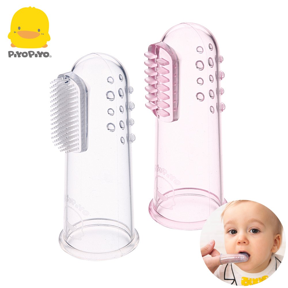 黃色小鴨《PiyoPiyo》舒適按摩乳牙刷組-透明/粉 83056