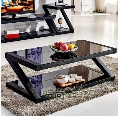 茶幾簡約客廳茶桌黑色鋼化玻璃茶幾餐桌兩用長方形創意小茶幾桌子MBS「時尚彩虹屋」