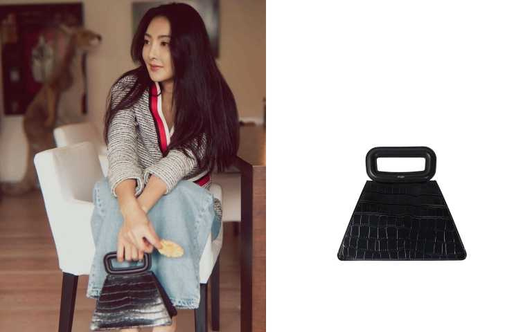 Maje A BAG梯形鱷魚壓紋包／11,360元（圖／翻攝自藝人IG、品牌提供）