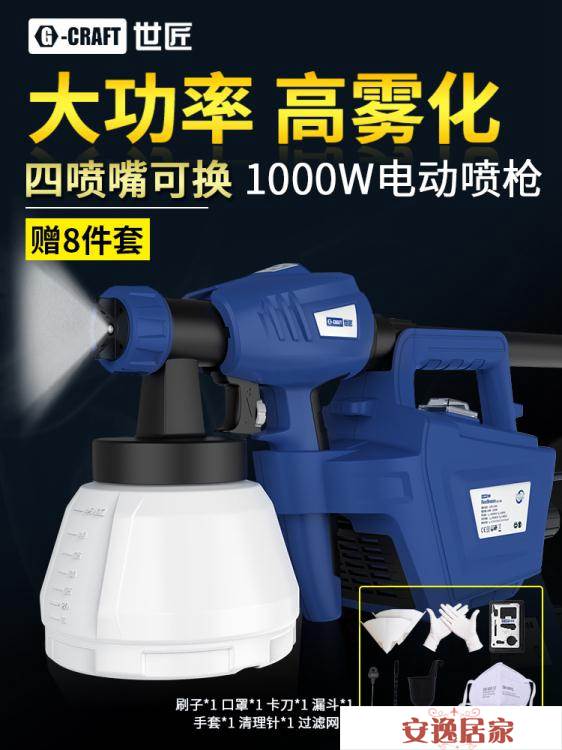 世匠電動噴漆槍油漆乳膠漆噴塗機汽車傢俱高壓霧化塗料噴槍工具 安逸居家
