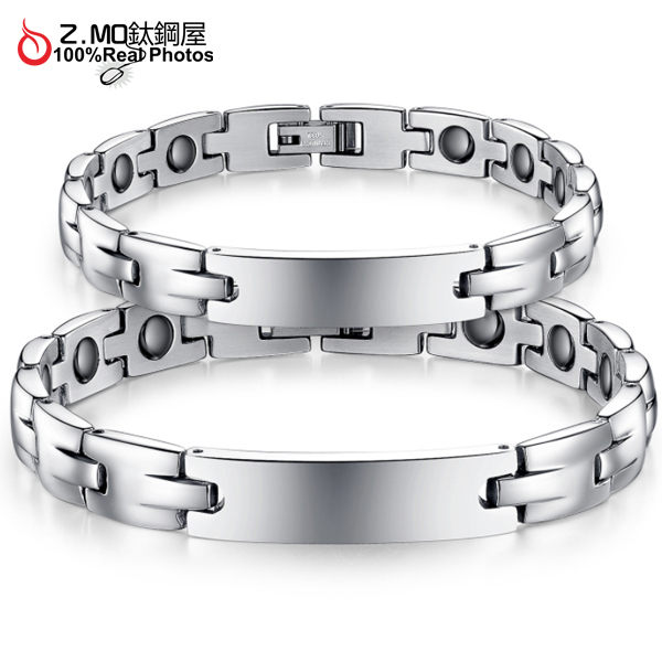 『Z.MO鈦鋼屋』316L鈦鋼手鍊/素面可刻字/黑膽磁石/保健手鍊/情人節禮物推薦單件價【CKY3072】