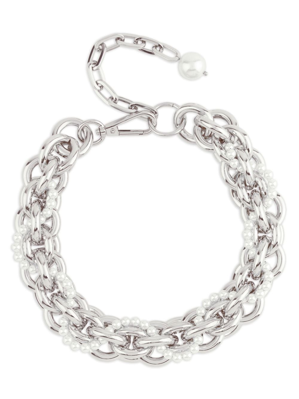 Simone Rocha - faux-pearl chain-link choker necklace - women - Brass/Resin - One Size - Silver