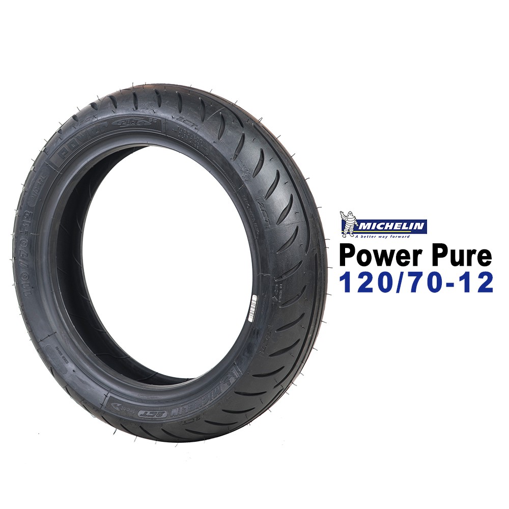 品名：MICHELIN 米其林輪胎型號：POWER PURE 2CT 規格 : 120/70-12特點 :1.胎面複合配方科技:黃金胎面複合配方的巧妙比例，帶給您最卓越的輪胎性能2.移植米其林重機胎精