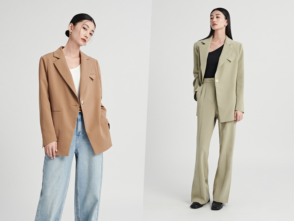 時髦折角口袋西裝外套