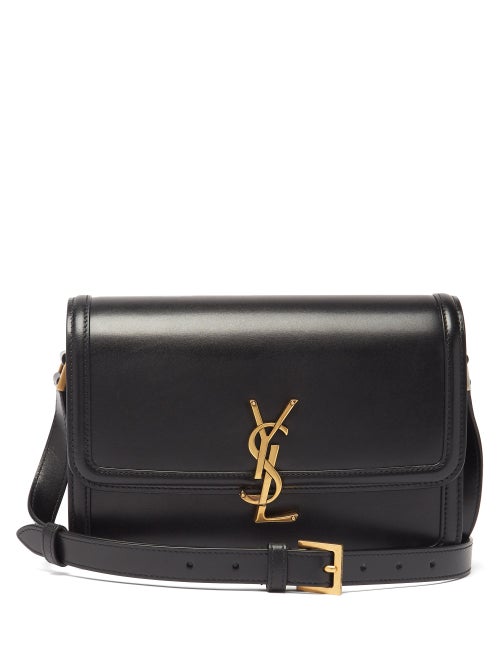 Saint Laurent - Solferino Ysl-plaque Leather Shoulder Bag - Womens - Black