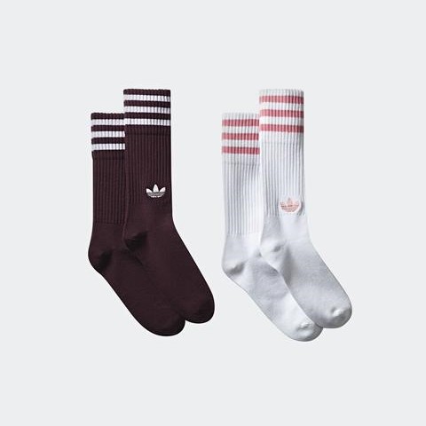 ADIDAS SOLID CREW SOCK 三葉草 長襪 酒紅 白 長筒襪 兩色入 DH3361《CLASSICK》