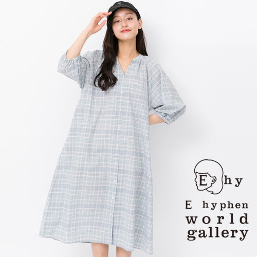 ❖ Spring ❖ 素面/格紋V領開襟連身洋裝 - E hyphen world gallery