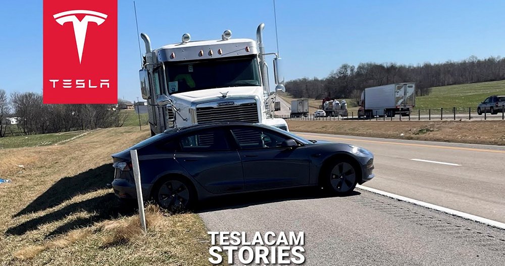 自動駕駛中的 Tesla Model 3 被卡車「奇襲」撞擊推動了約半英里