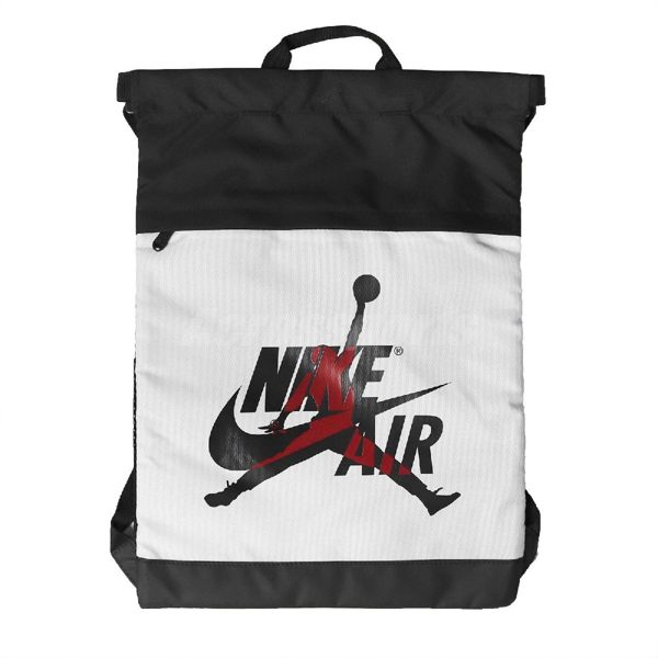 Nike 束口袋 Air Jordan 束口包 背包 手提包 後背包 白 黑 喬丹【PUMP306】 9A0253-WR2