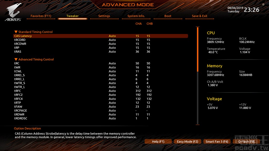 ▲ Advanced Memory Settings＞Memory Subtiming 提供記憶體時序調整與功能選項。