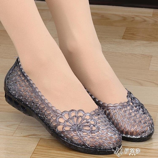 洞洞鞋涼鞋女沙灘鞋鞋鳥巢鞋涼鞋塑料水晶果凍鞋女鞋夏新款