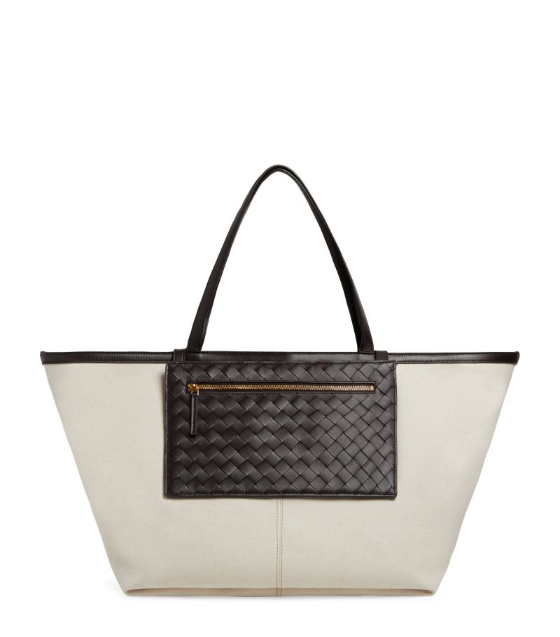 Bottega Veneta Canvas Flip Flap Tote Bag