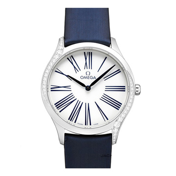 歐米茄機芯4061機芯藍寶石水晶鏡面防反光處理後底蓋均有 Her Time不銹鋼薄身 表殼灣弧處均有晶鑽料號: 428.17.36.60.04.001