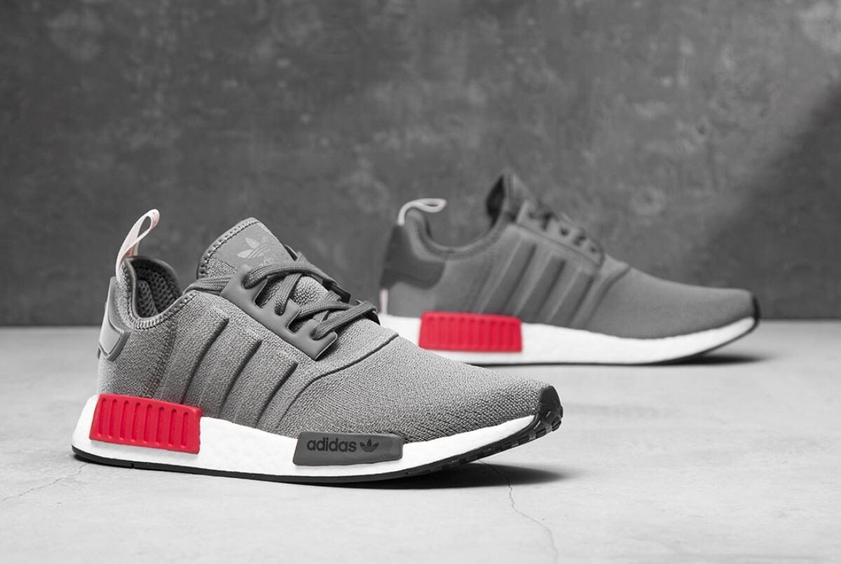 KUMO SHOES-ADIDAS ORIGINALS NMD R1 灰色 灰紅 運動 休閒鞋 男款 流行 百搭 BD7730