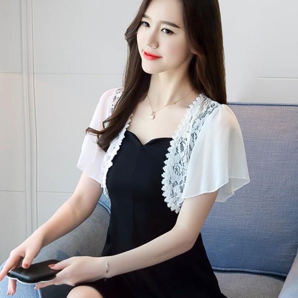 小披肩 蕾絲小女夏季裙子外搭百搭短款鏤空坎肩薄款雪紡防曬開衫外套LB21678 『愛尚生活館』