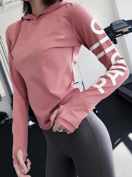 秋冬健身房運動上衣女寬鬆速干健身服顯瘦跑步衛衣網紅長袖瑜伽服