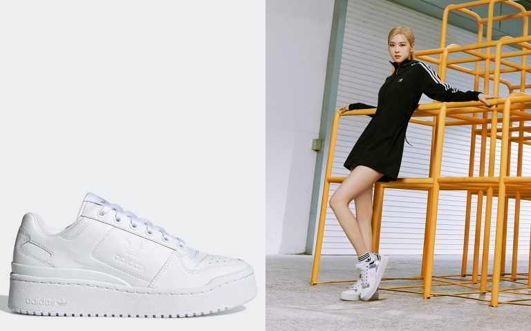 adidas Originals BELLISTA 連身抽繩洋／3,490元；FORUM BOLD 女生鞋款/3,890元（圖／品牌提供）