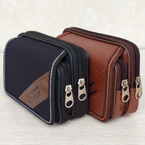 男士手機包穿皮帶手機套中老年工地干活腰包掛在腰部的手機袋通用魔方數碼館