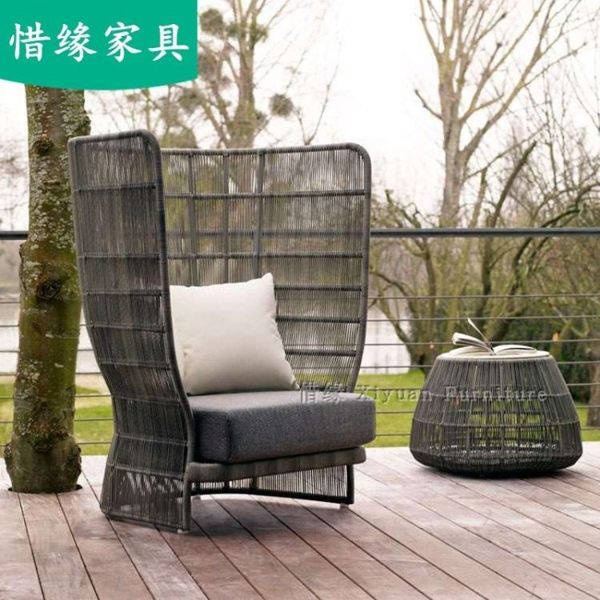 戶外編織仿藤沙發椅咖啡廳花園酒吧軟裝成人座椅北歐露天休閑藤椅YQS 小確幸生活館