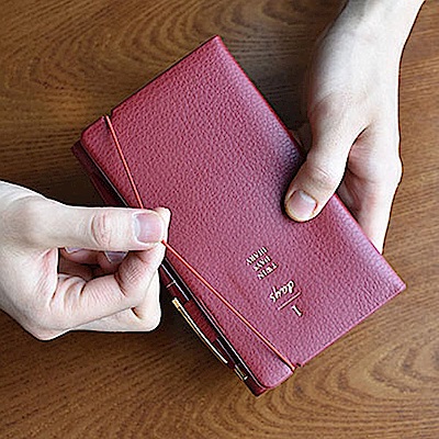 PLEPIC 雙面票卡名片收納多功筆記本-博根地紅