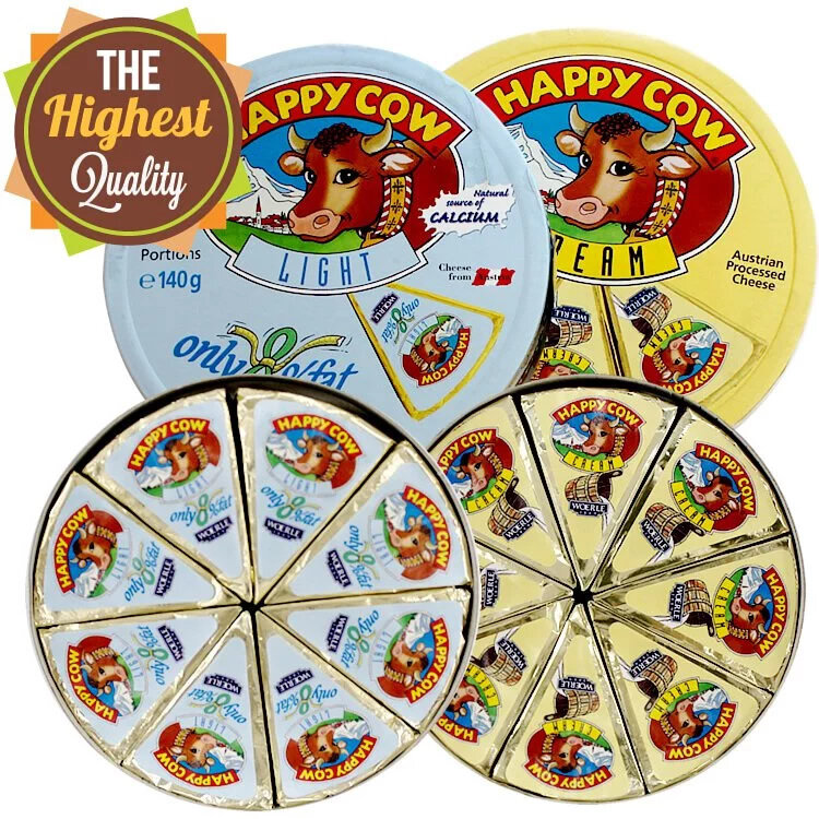 (任選)奧地利【快樂牛起司乳酪】低脂/特濃(圓盒8入)