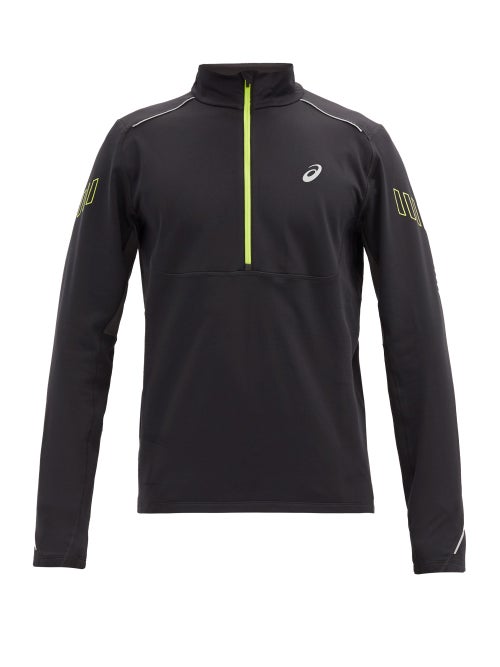 Asics - Asics's black Lite Show top is crafted with reflective prints and panels which provide visib