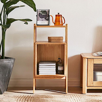 hoi! 林氏木業北歐橡木實木雙層置物矮櫃 CR2O-原木色 (H014288005)
