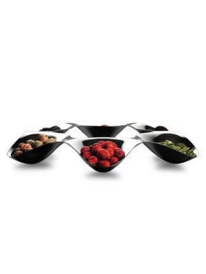 Six-section candies/hors-d'oeuvre bowl in 18/10 stainless steel mirror polished designed by Tom Kova