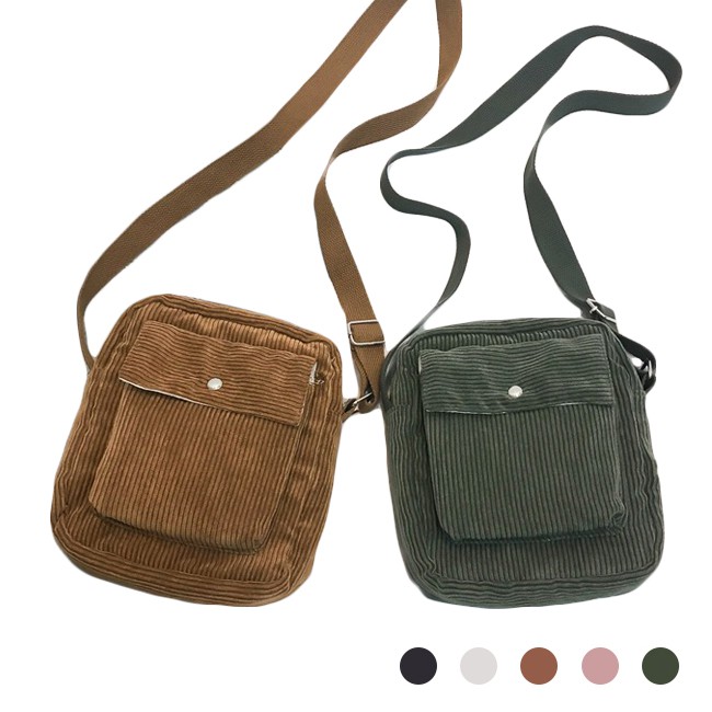 FUFUBAG-斜背包-燈芯絨純色迷你側背包/單肩包/帆布包/手機包-共5色