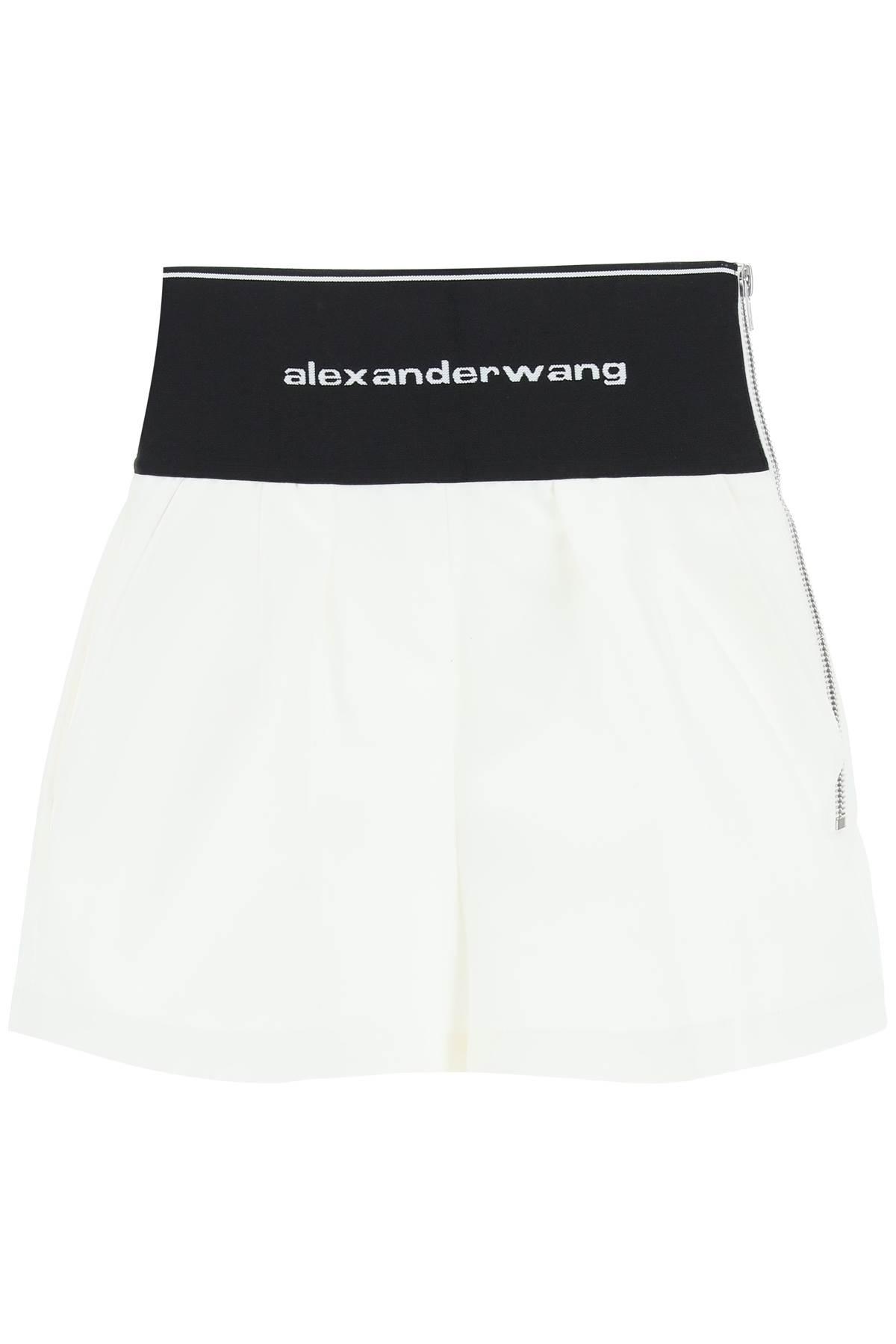 ALEXANDER WANG COTTON AND NYLON SHORTS WITH BRANDED WAISTBAND