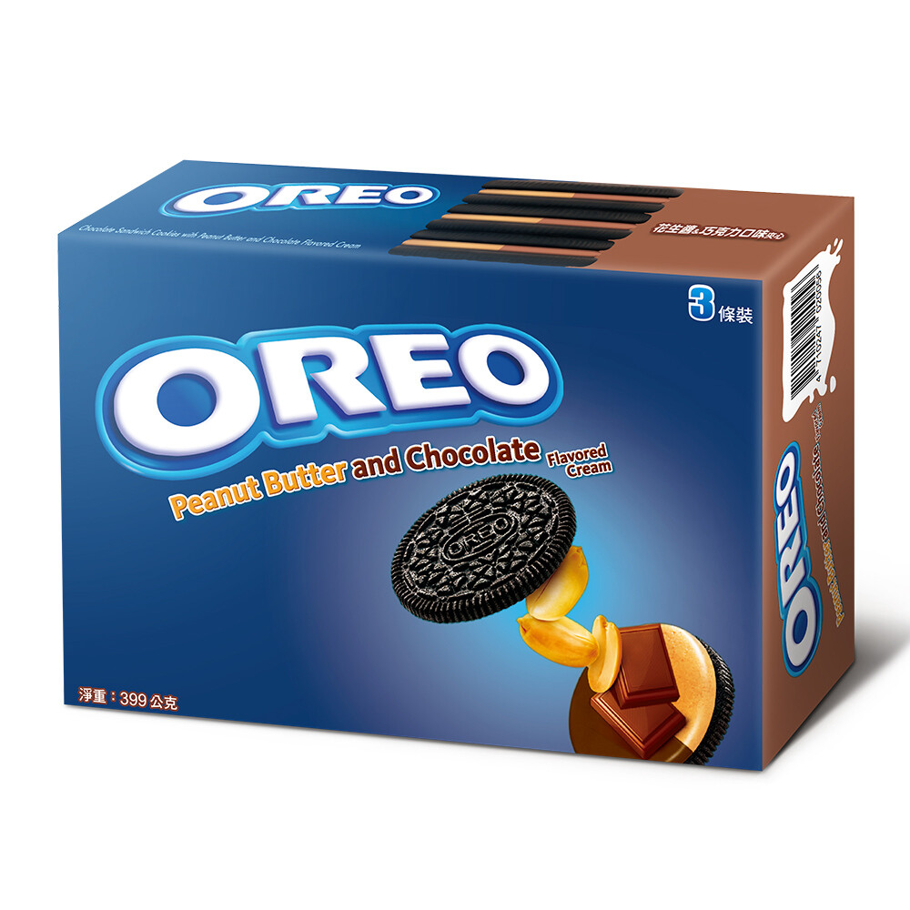 【商品特色】 ★酥脆印花夾心餅乾，經典不敗 ★香濃巧克力 + 花生醬 = 多層次口感，雙重享受，美味加倍 【商品介紹】 【分享OREO無限驚奇】 OREO帶來的歡樂，是媽媽犒賞寶貝的不二選擇。現在，O