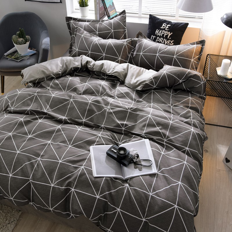 【工廠直售】無印風床包四件組 雙人床包 床罩 床單 被單 單人雙人加大特大 兩用被套 鬆緊帶 裸睡級別 小軒家家居