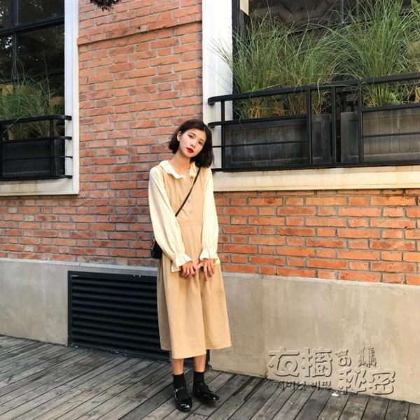 芝士兔自制 韓版減齡可愛小排扣復古背心連身裙無袖中長裙女 衣櫥秘密